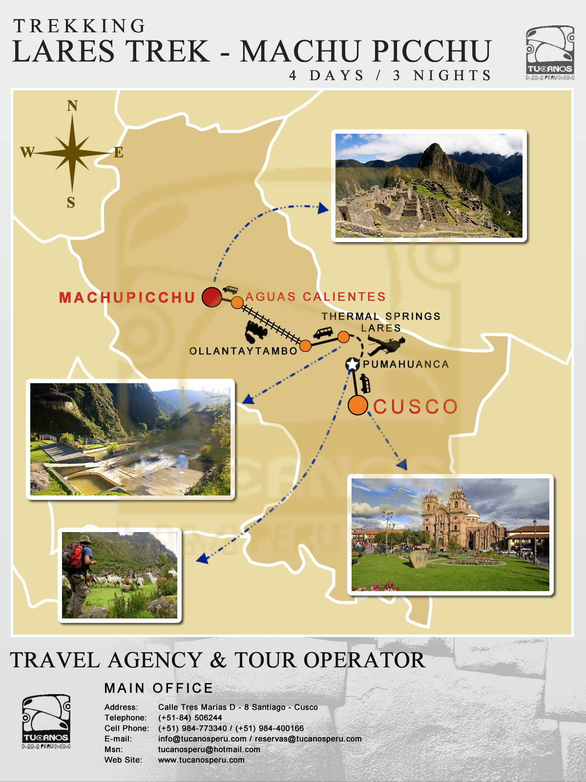 map Lares Trek to Machu Picchu 4 Days