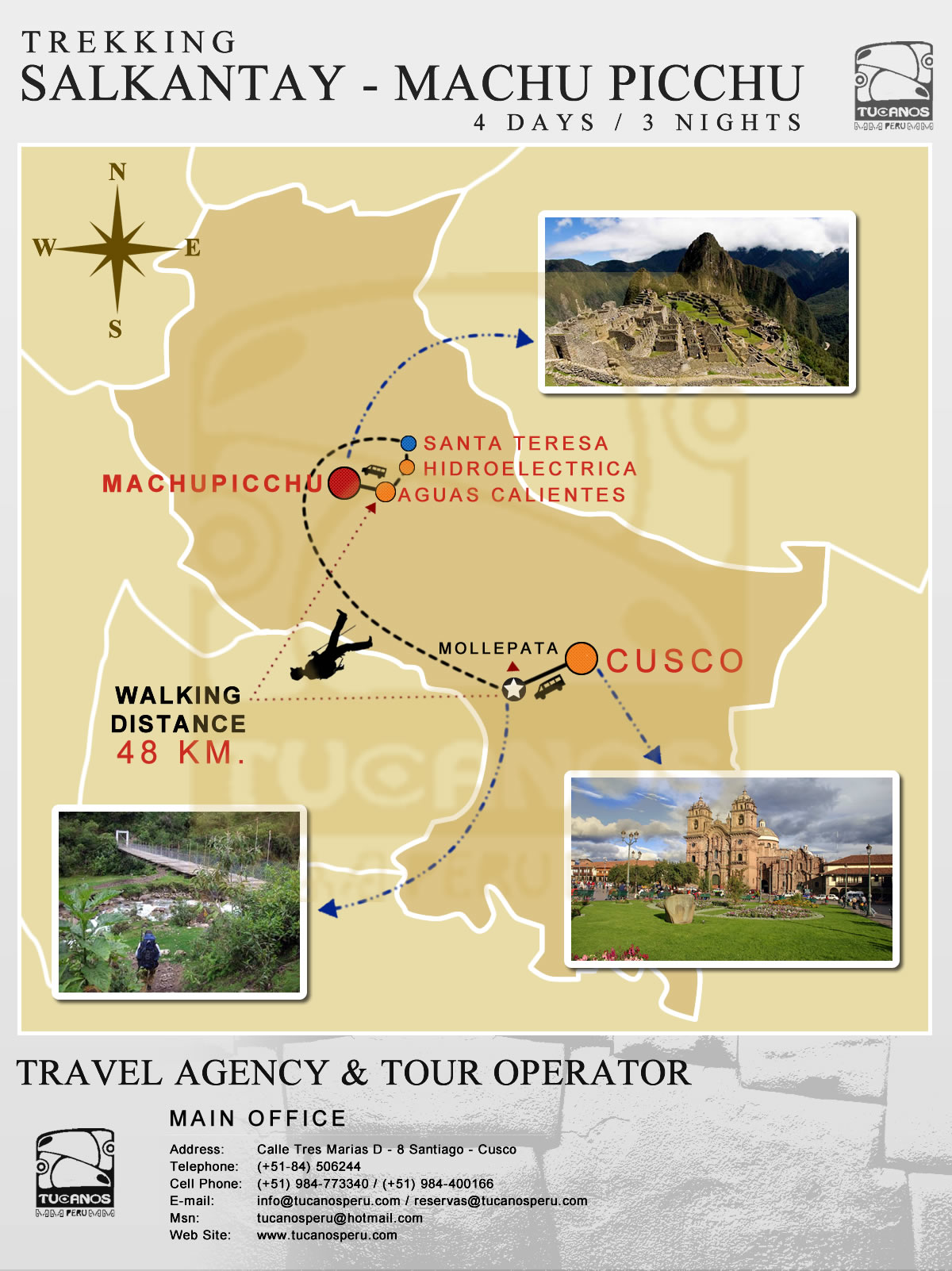 map Salkantay Trek to Machu Picchu 4 Days