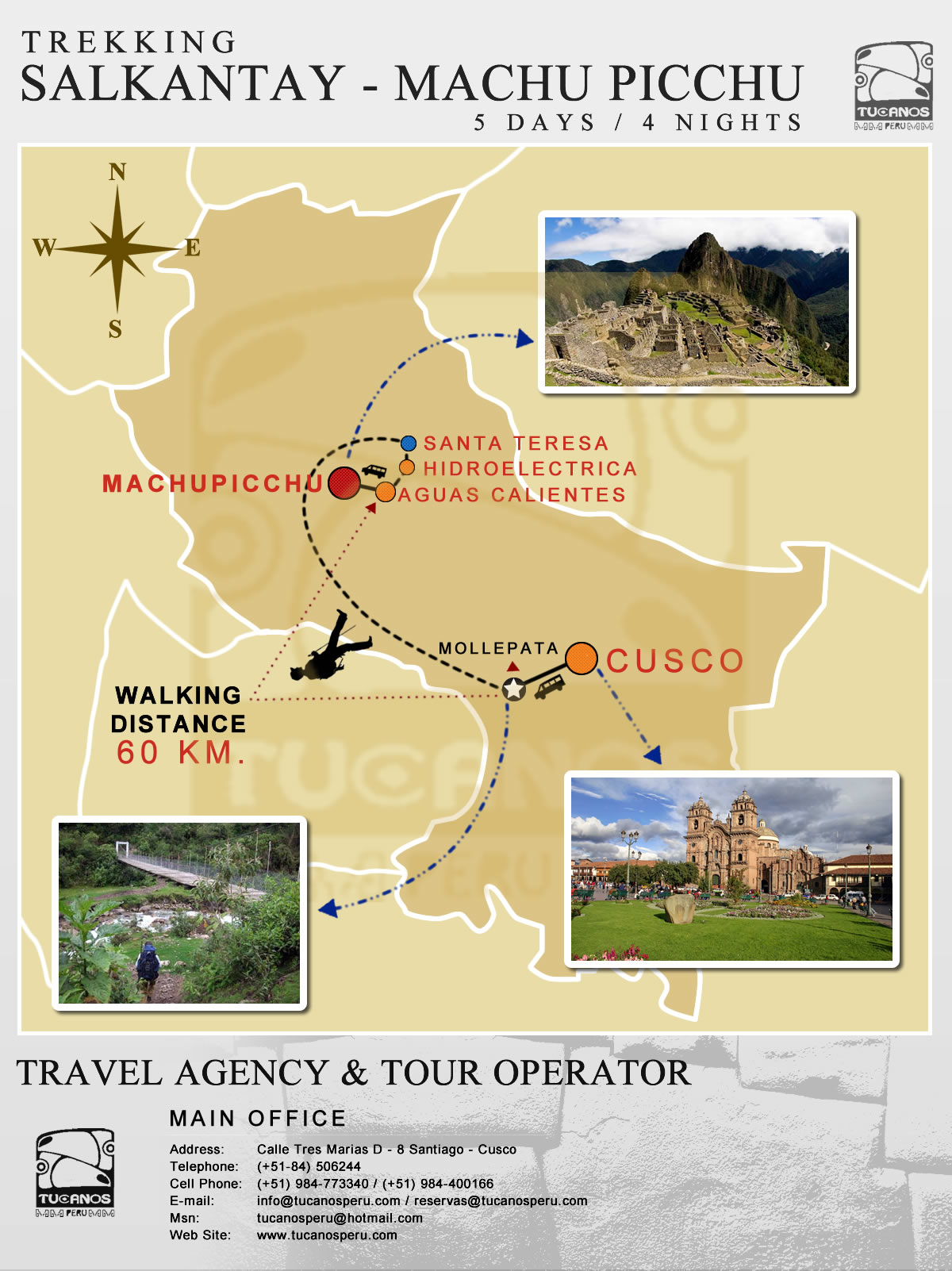 map Salkantay trek to Machu Picchu 5 Days